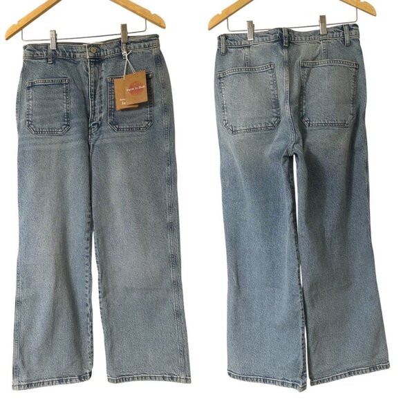 New Reformation Alyssa Patch Pocket High Rise Wide Leg Ankle Jeans 30 Aden Wash - Picture 13 of 15